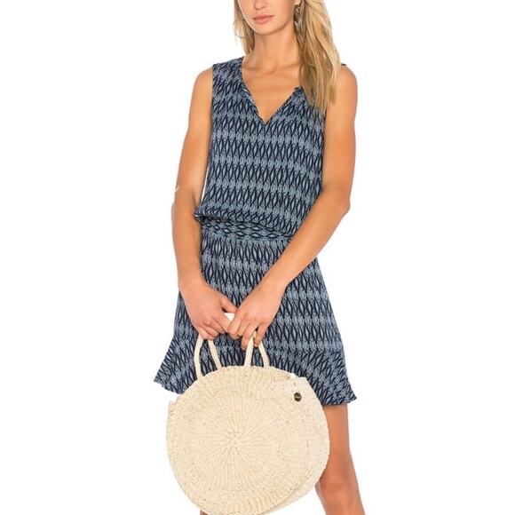 Soft Joie Zealana Sleeveless Ruffle Blousan Mini Dress Navy Printed Elastic Wais - Picture 1 of 11